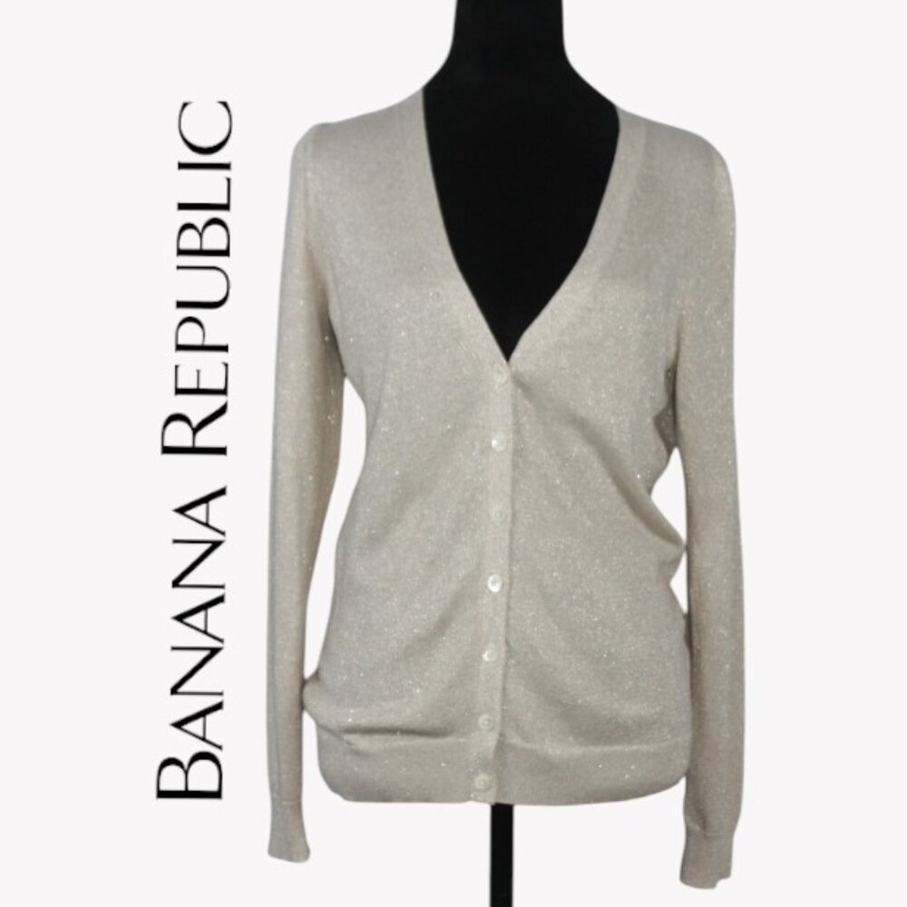 Banana Republic Long Sleeve Cardigan Metallic Gold Size Medium